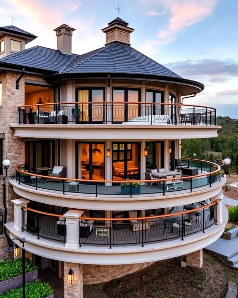 luxurious wraparound balcony - 20 Mansion Balcony Ideas