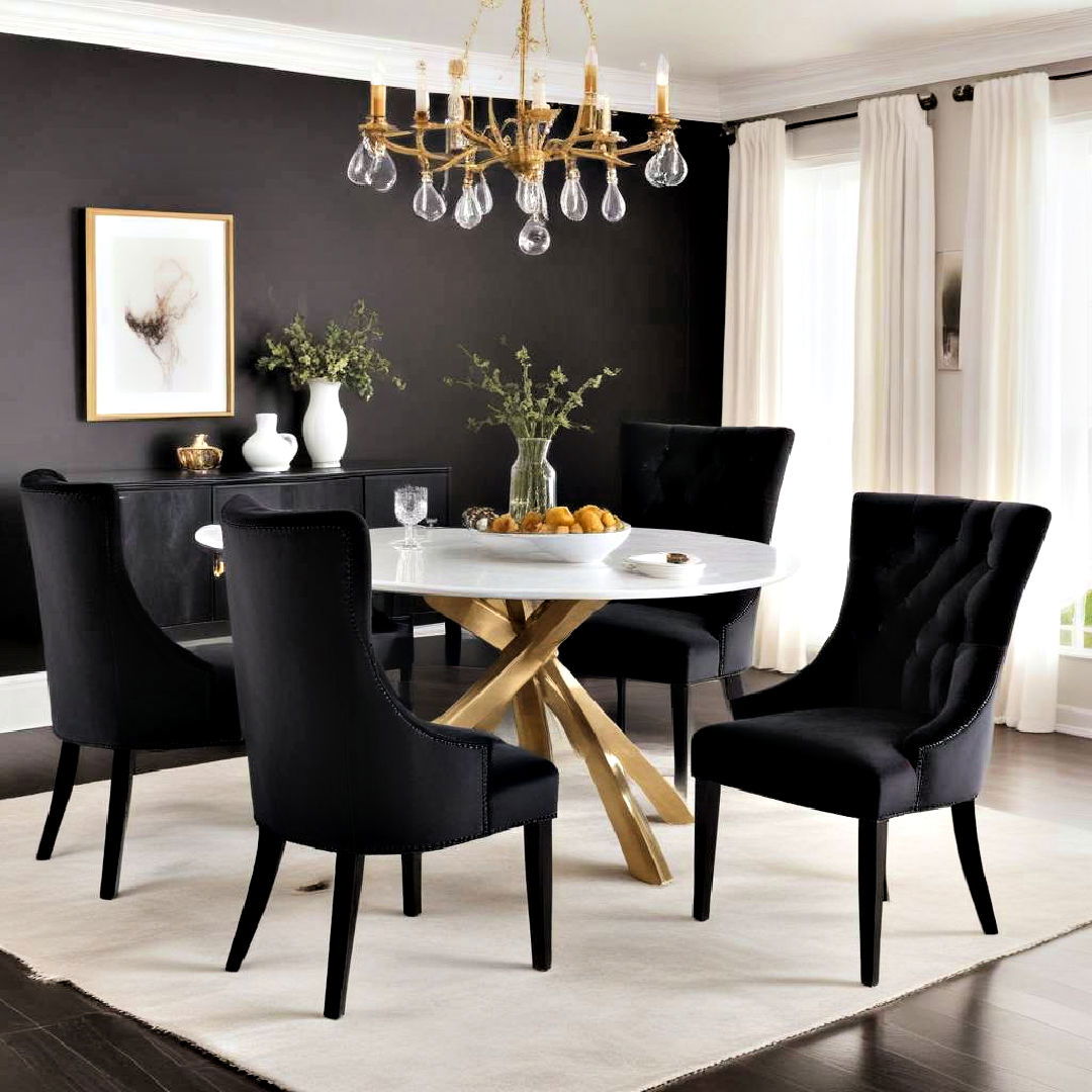 luxury black velvet dining chairs - 30 Black Dining Room Ideas