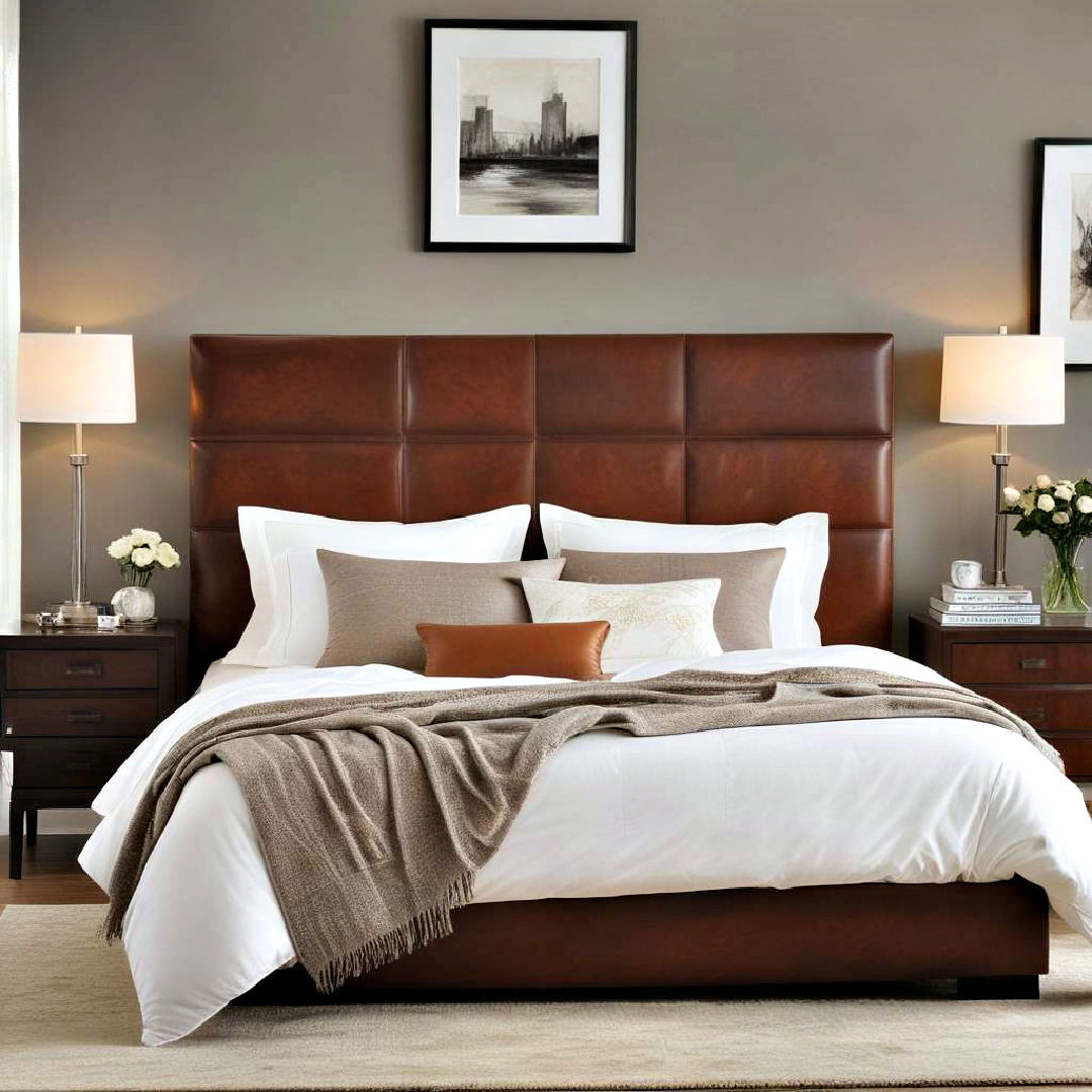 luxury brown leather headboard - 25 Brown Bedroom Ideas