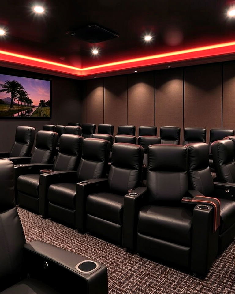 luxury compact recliner rows - 40 Small Home Theater Ideas