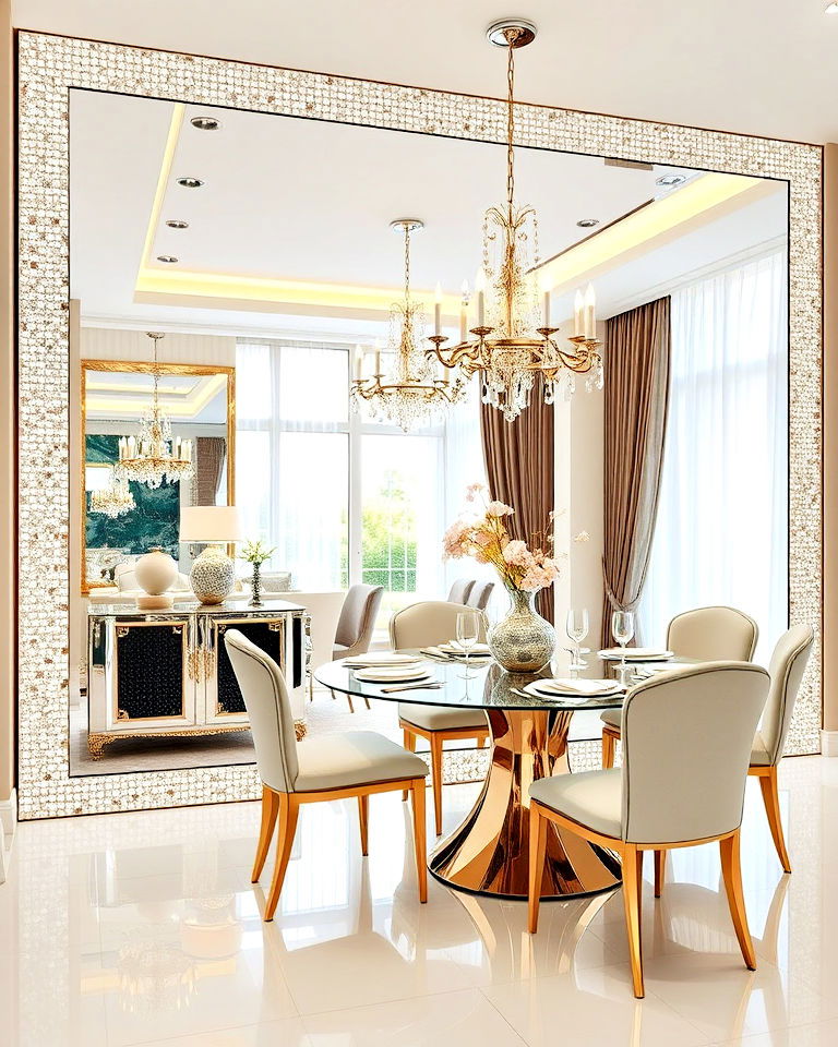 luxury crystal mosaic mirror frame - 20 Mosaic Mirror Ideas
