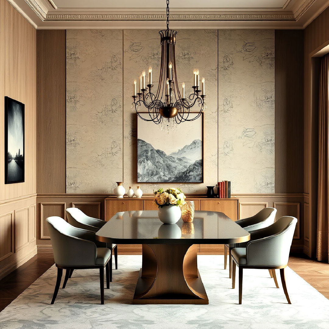 luxury dining room with textured walls - 40 Luxury Dining Room Ideas