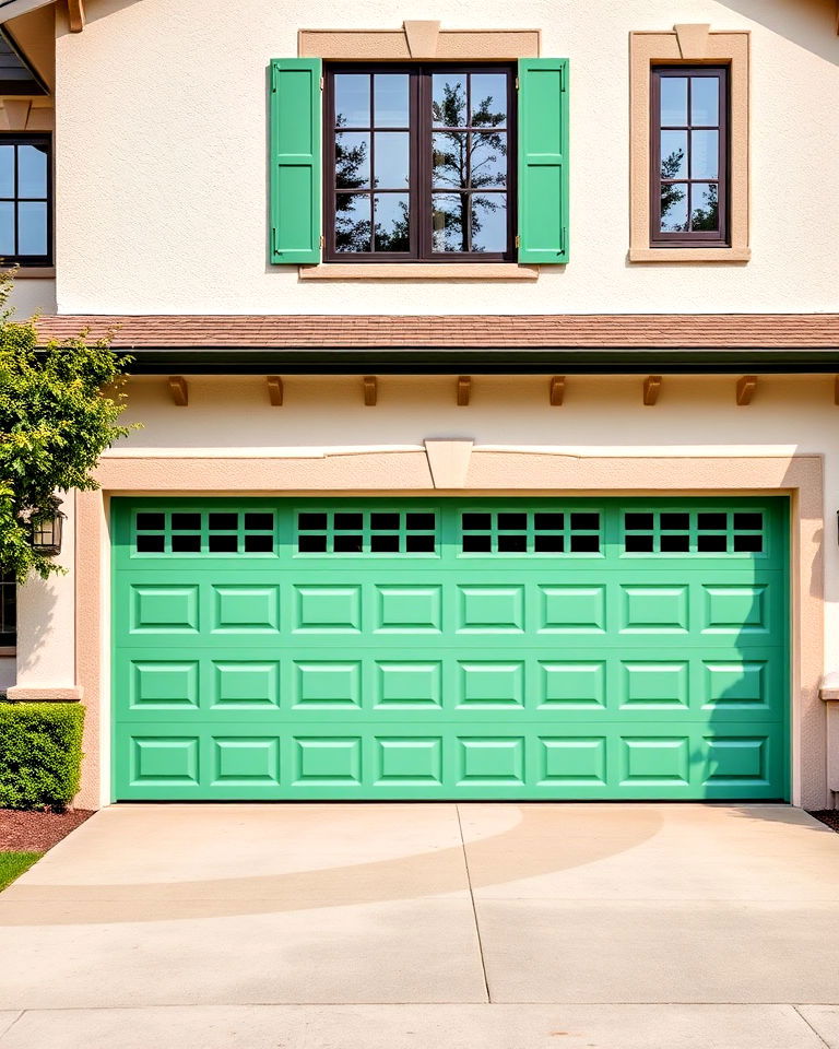 luxury jade green garage door - 20 Green Garage Door Ideas