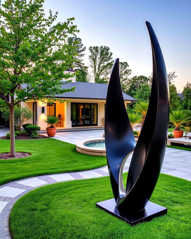 luxury landscaping with outdoor sculptures - 40 Luxury Landscaping Ideas
