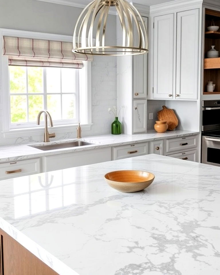 luxury marble countertops with veining - 40 Kitchen Countertop Ideas