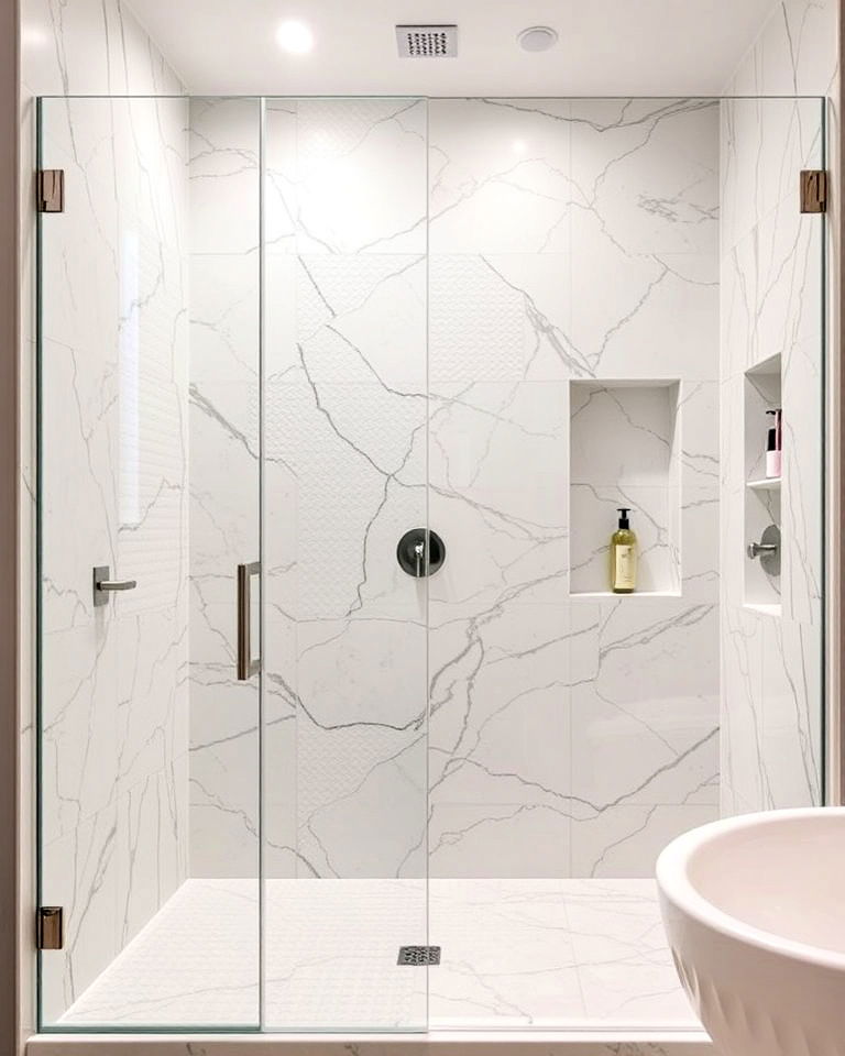 luxury marble walk in shower - 20 Luxury Marble Bathroom Ideas