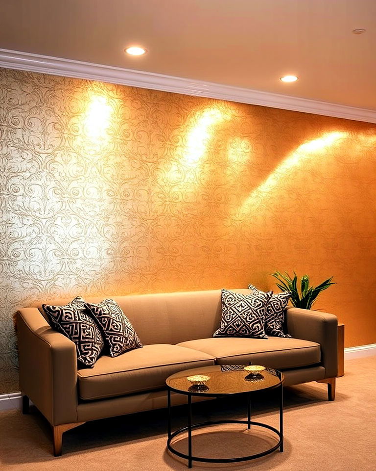 luxury metallic accent wall - 15 Basement Accent Wall Ideas