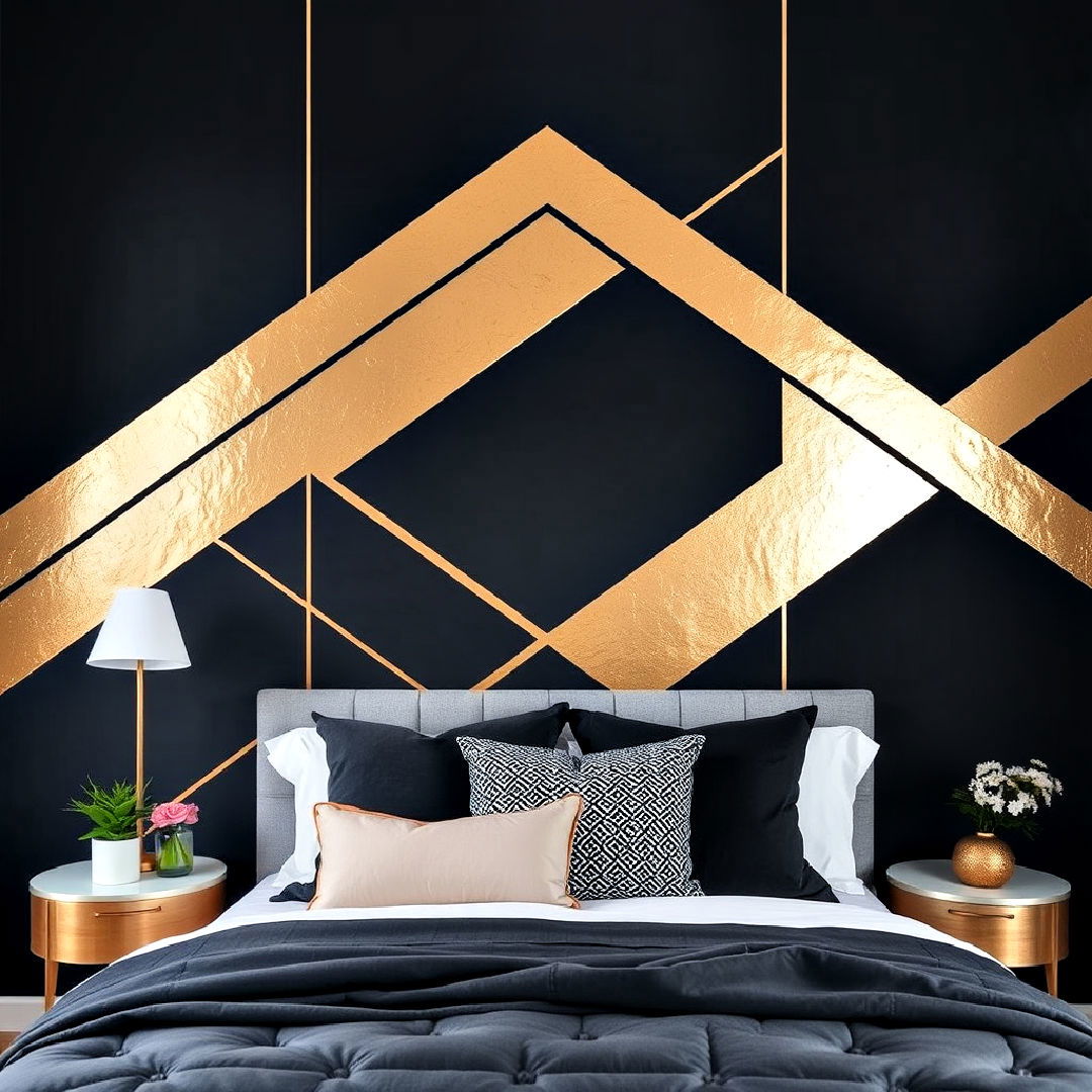 luxury metallic geometric lines - 25 Geometric Accent Wall Ideas