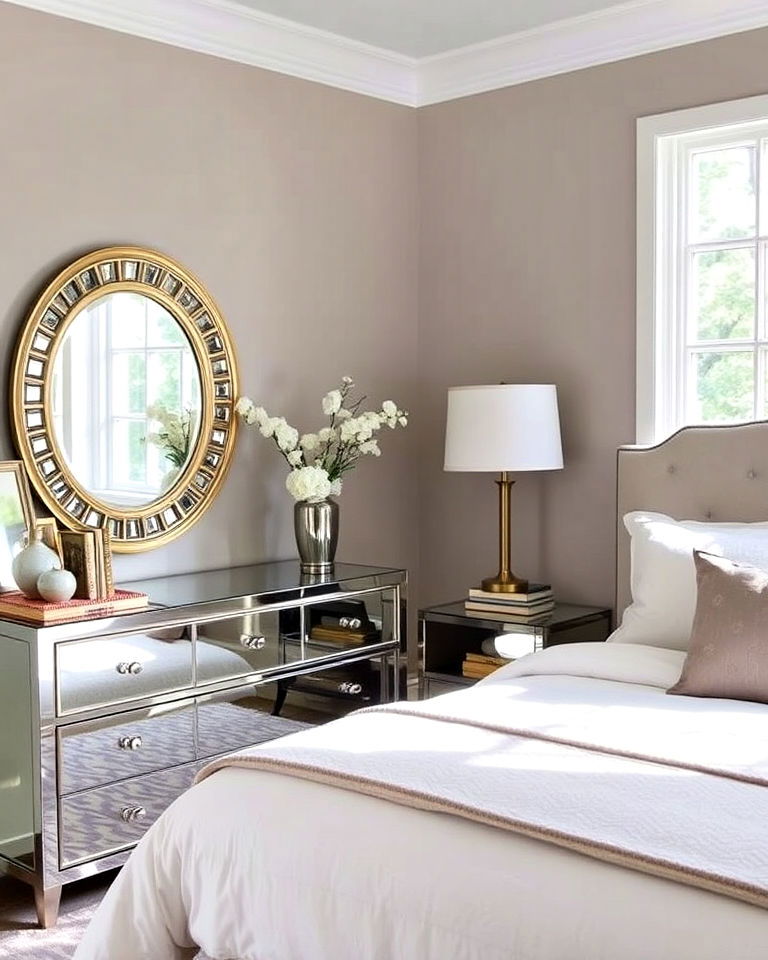 luxury mirrored furniture - 30 Transitional Bedroom Ideas