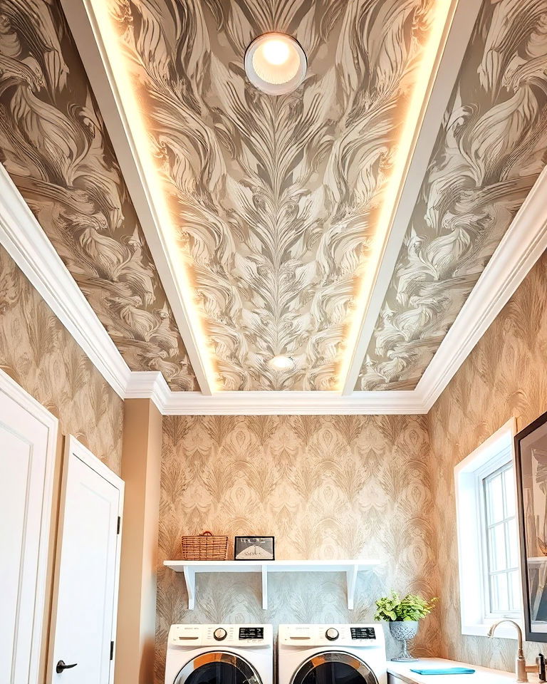 luxury modern laundry room with accent ceiling - 30 Luxury Modern Laundry Room Ideas