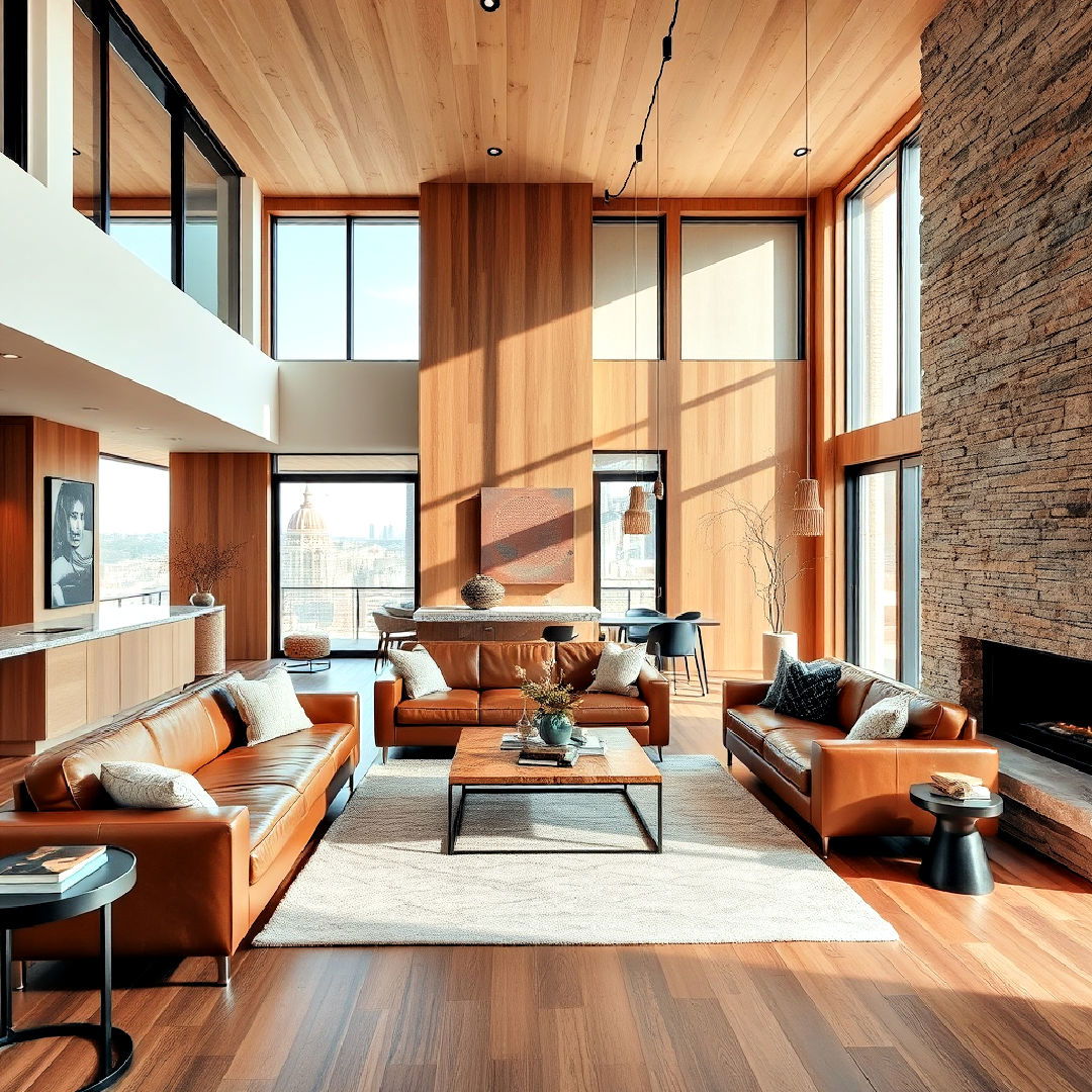 luxury natural materials for warm atmosphere - 25 Penthouse Design Ideas