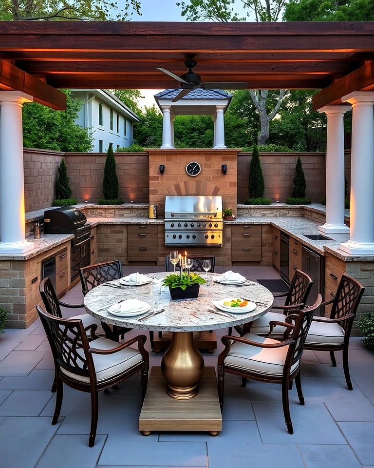 luxury outdoor kitchen and dining area - 40 Luxury Landscaping Ideas
