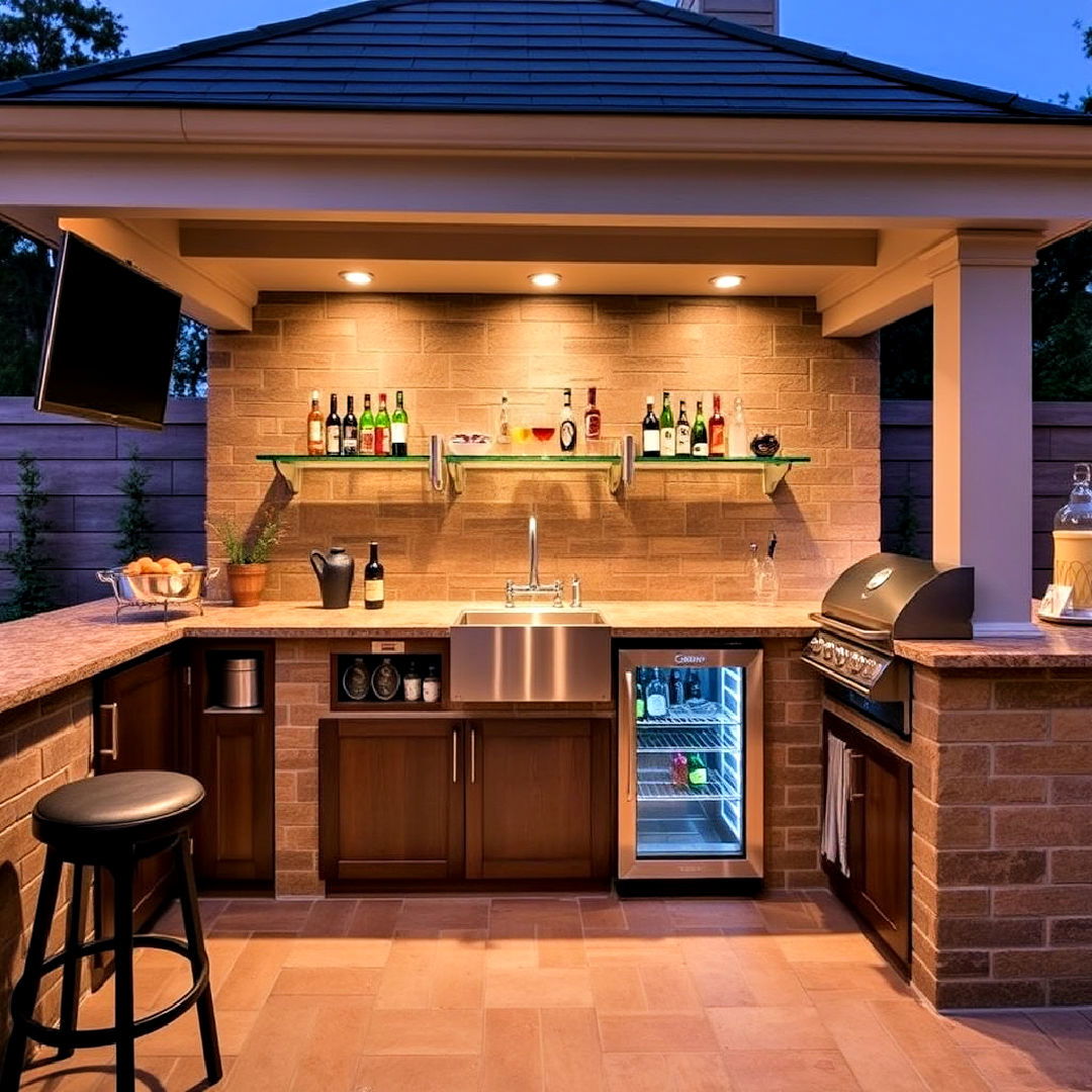 luxury outdoor kitchen with a wet bar - 20 Luxury Outdoor Kitchen Ideas
