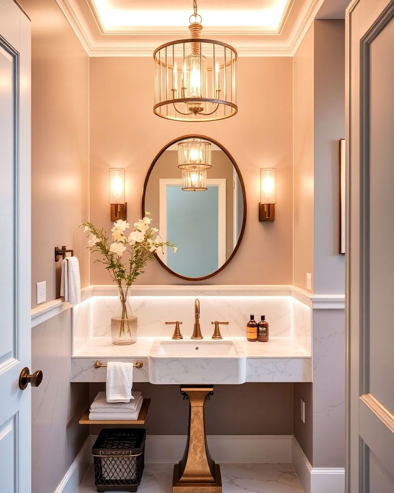 luxury powder room with accent lighting - 20 Luxury Powder Room Ideas