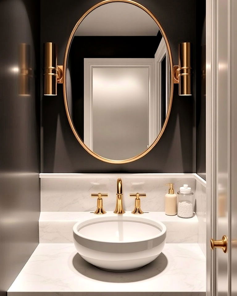 luxury powder room with metallic finishes - 20 Luxury Powder Room Ideas