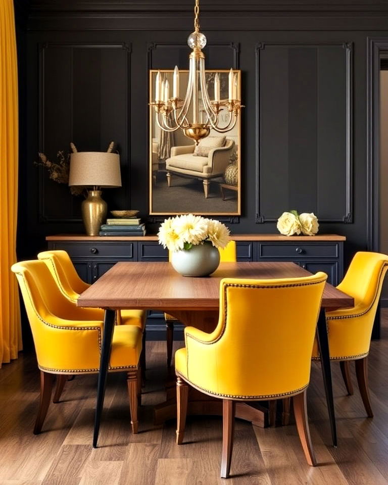 luxury yellow upholstered dining chairs - 20 Yellow Dining Room Ideas