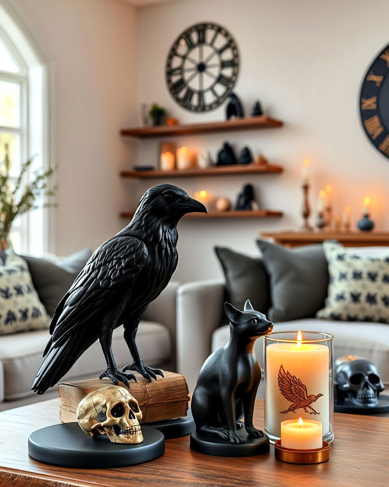 macabre figurines for witchy living room - 30 Witchy Living Room Ideas