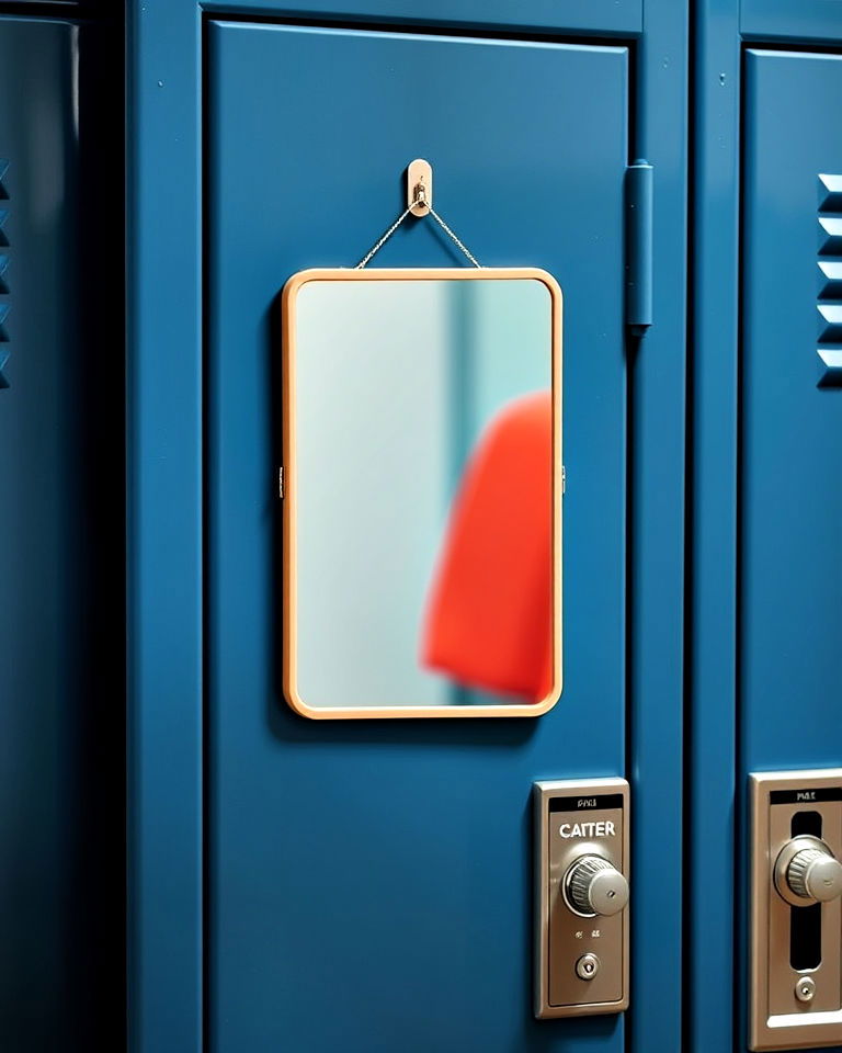 magnetic mirror for quick checks - 30 Locker Decor Ideas