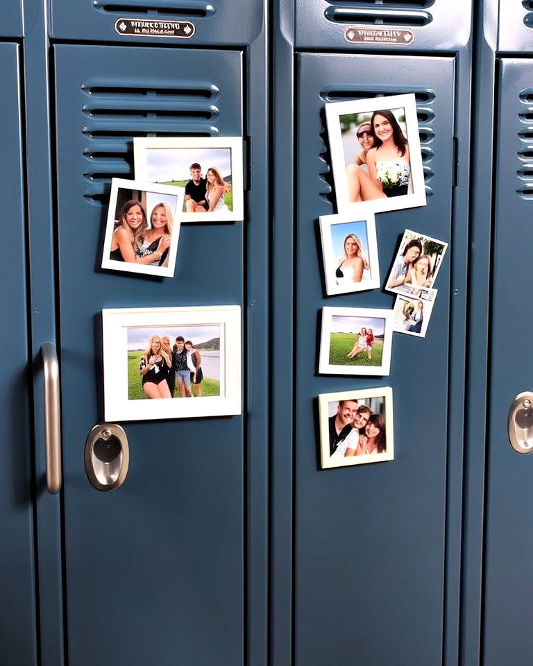magnetic photo frames for locker decor - 30 Locker Decor Ideas