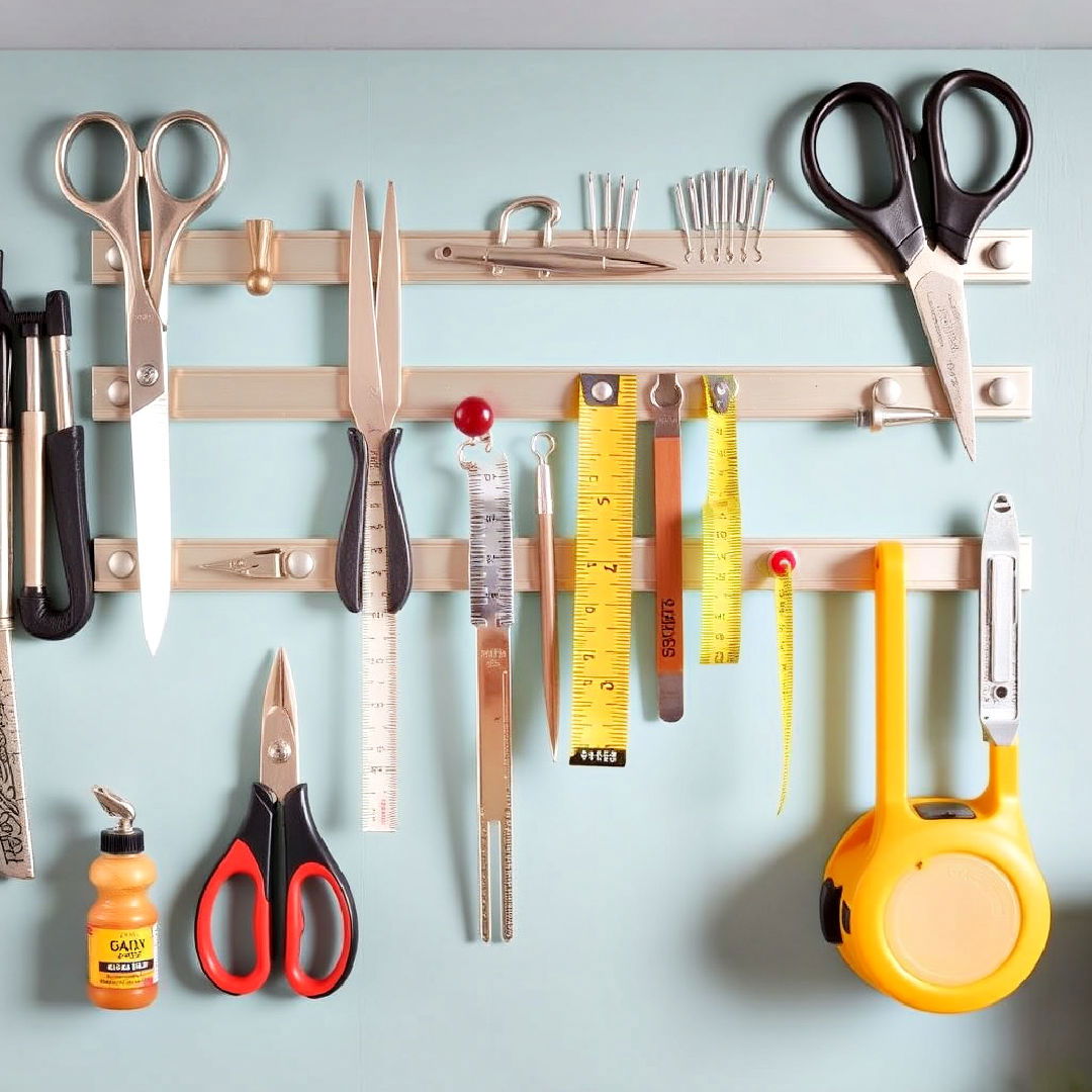 magnetic strips to store metal tools - 25 Craft Room Ideas