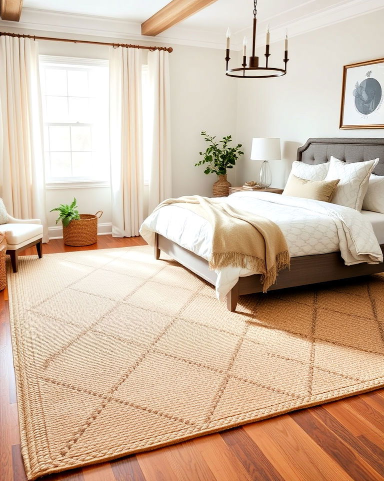 magnolia bedroom with layered rug - 20 Magnolia Bedroom Ideas