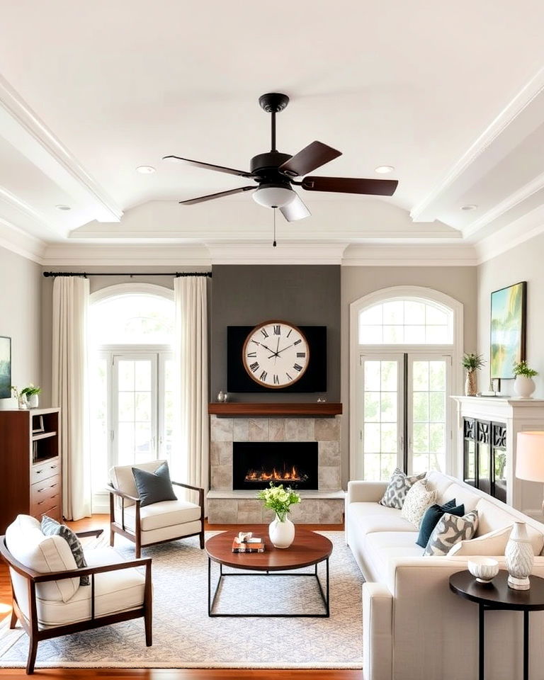 magnolia inspired minimalist ceiling fan - 20 Magnolia Living Room Ideas