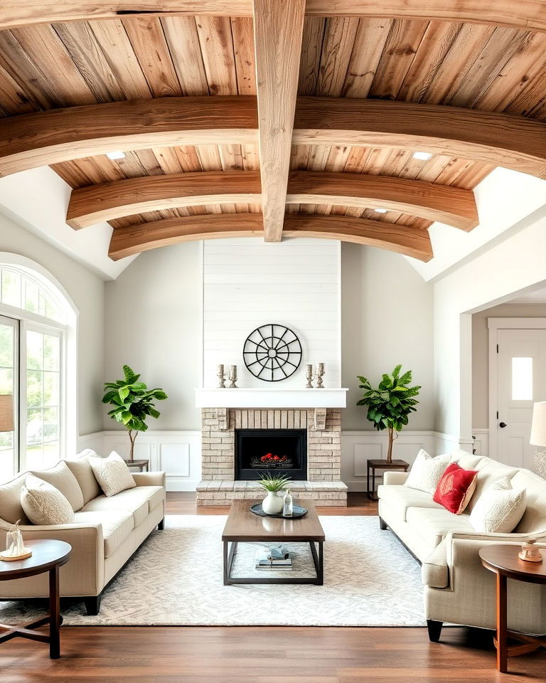magnolias signature style distressed wood beams - 20 Magnolia Living Room Ideas