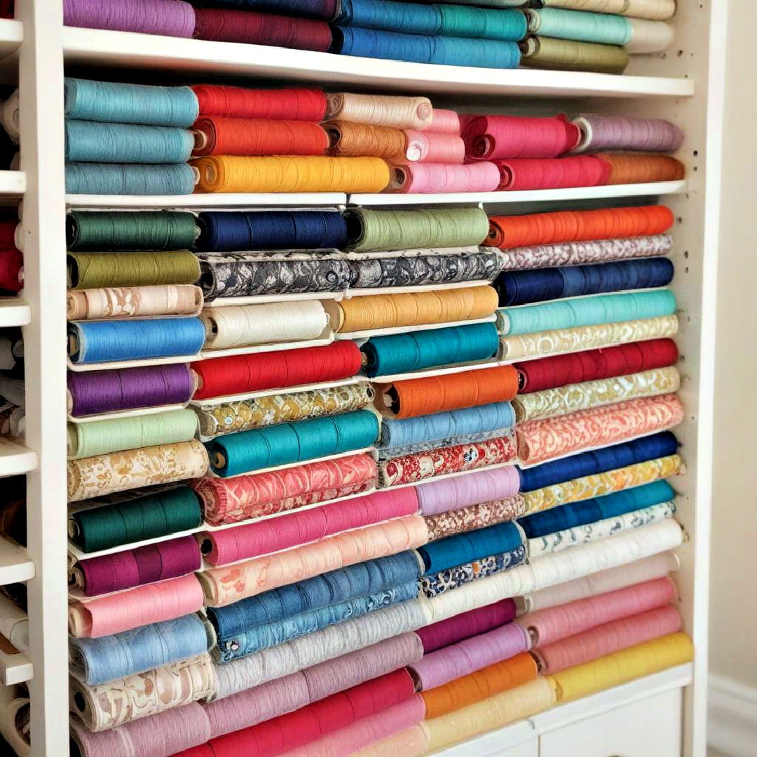 maintain a color coded system for organization - 15 Sewing Room Ideas