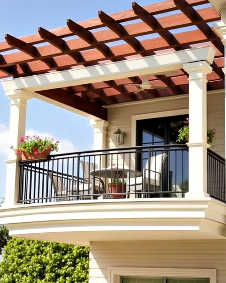 mansion balcony with pergola - 20 Mansion Balcony Ideas