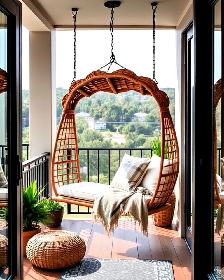 mansion balcony with swing seating - 20 Mansion Balcony Ideas