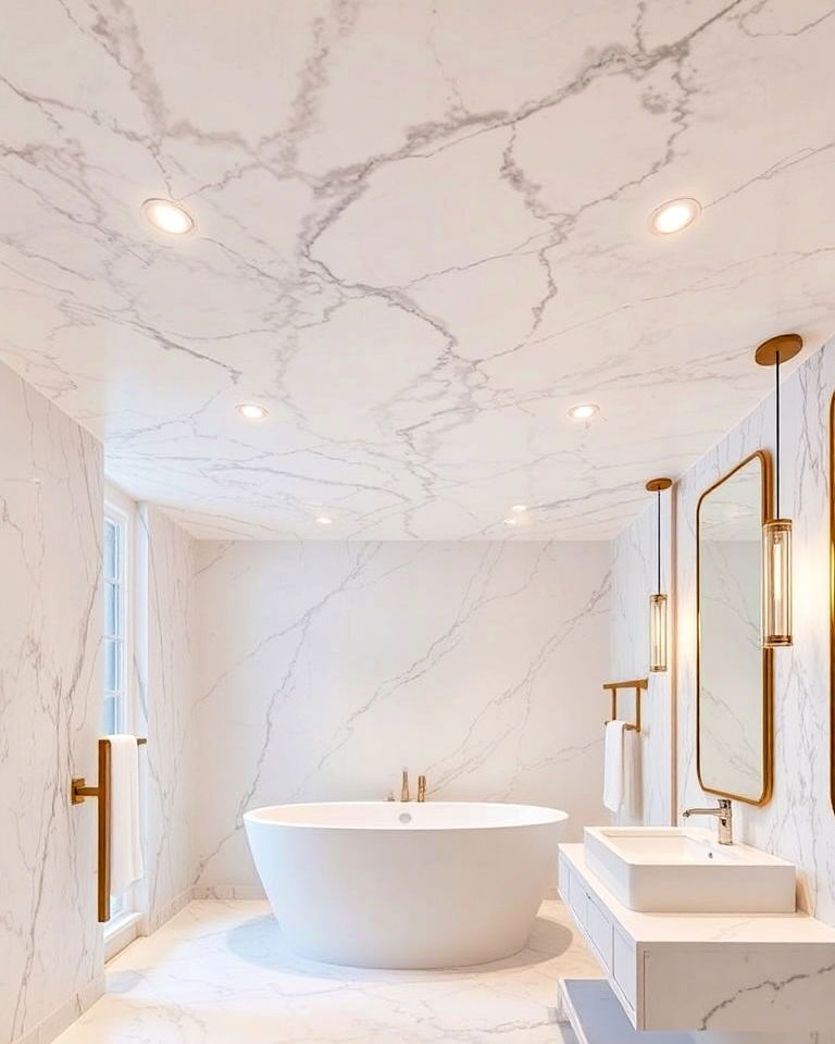 marble ceiling panels for luxury bathroom - 20 Luxury Marble Bathroom Ideas