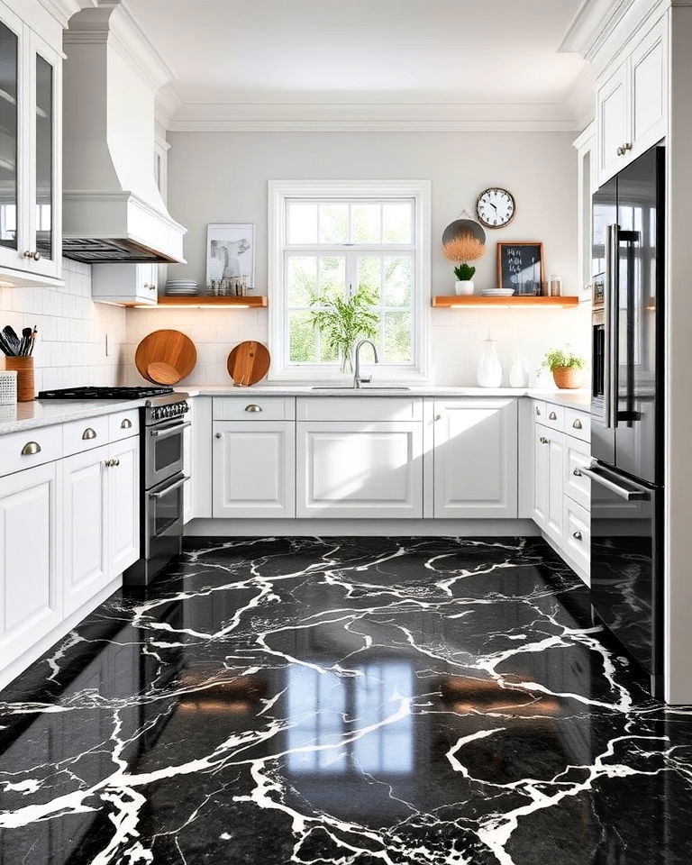 marble effect linoleum flooring for kitchen - 20 Linoleum Kitchen Flooring Ideas