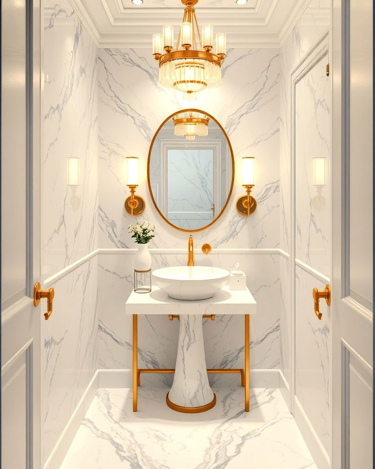 marble elegance for luxury powder room - 20 Luxury Powder Room Ideas
