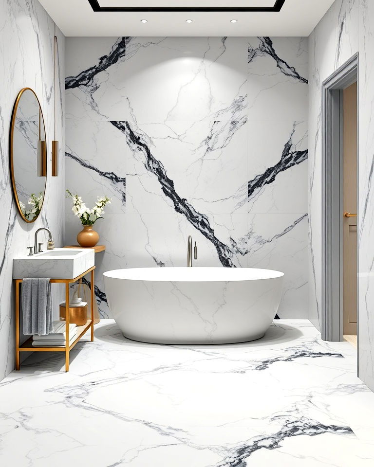 marble everywhere to add timeless elegance - 20 Aesthetic Bathroom Ideas