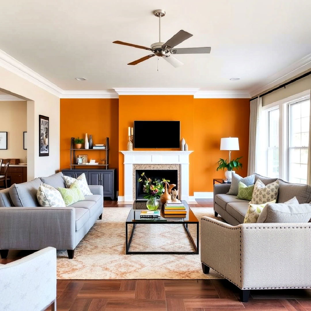 marigold and soft gray duo - 40 Warm Color Palettes for Every Room in the House