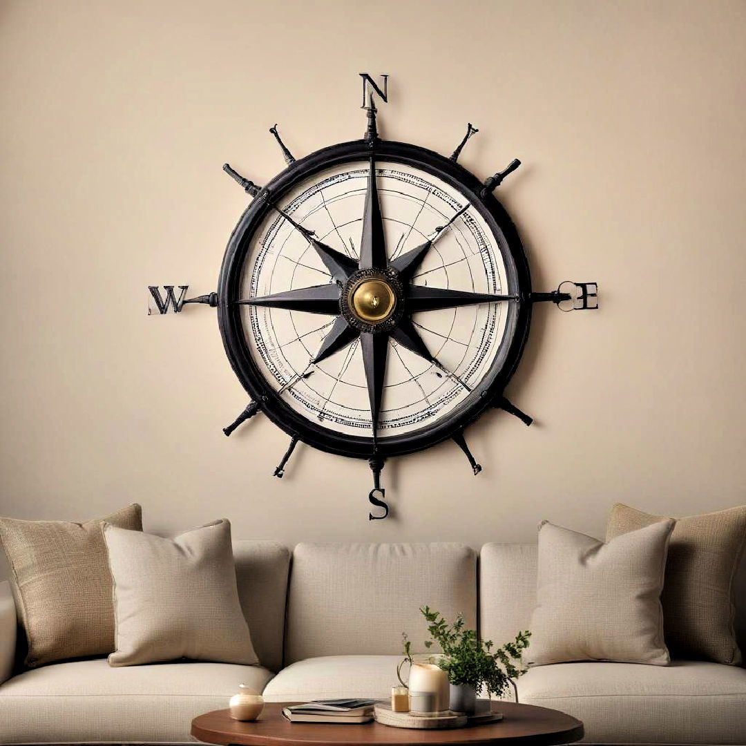 mariners compass wall decor - 25 Nautical Decor Ideas