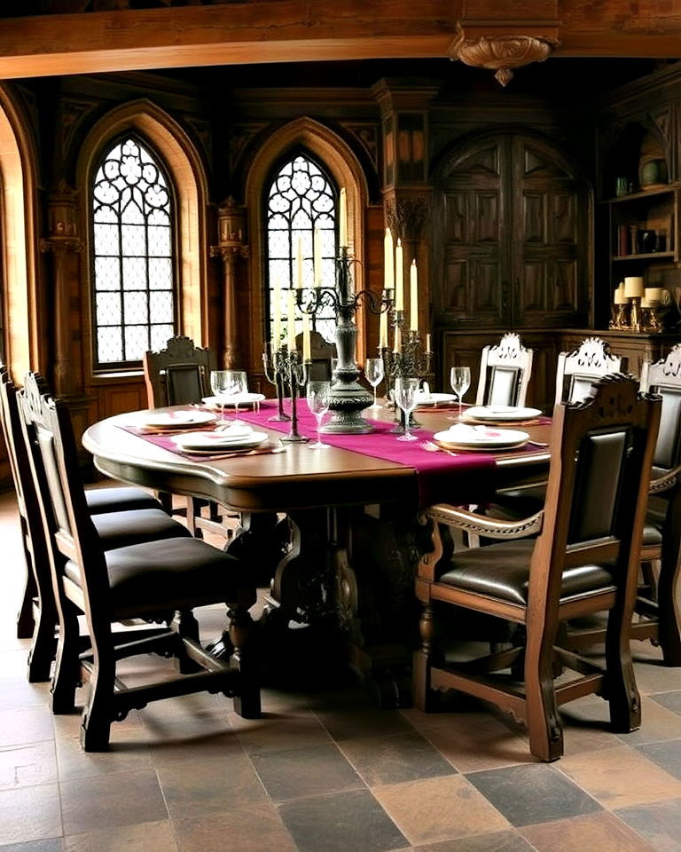 massive wooden dining table - 25 Gothic Castle Ideas
