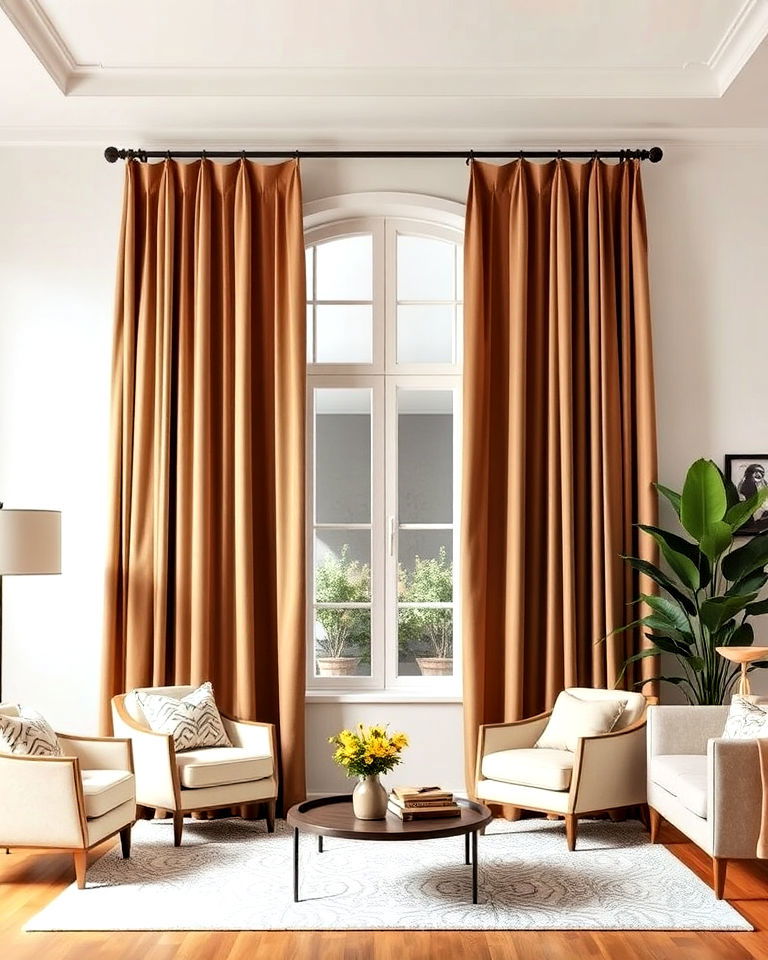 matching curtains for symmetrical living room - 15 Symmetrical Living Room Ideas