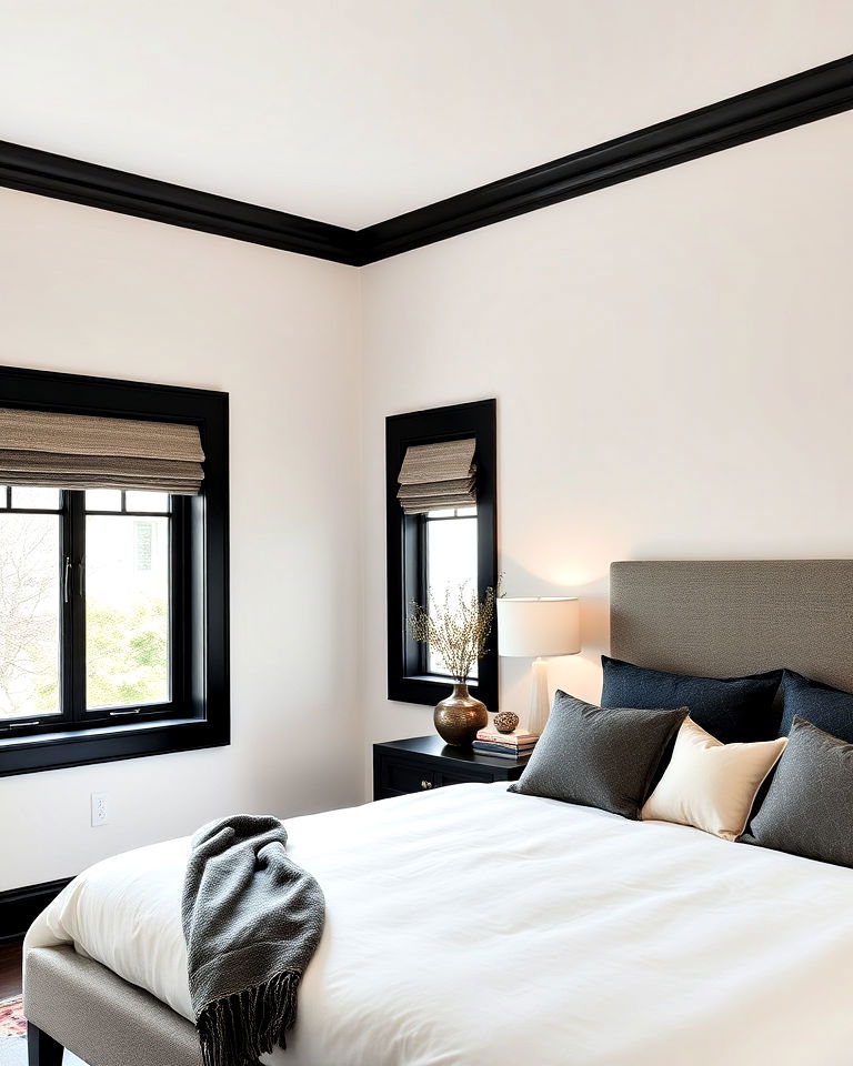 matte black trim around windows - 20 Matte Black Bedroom Ideas