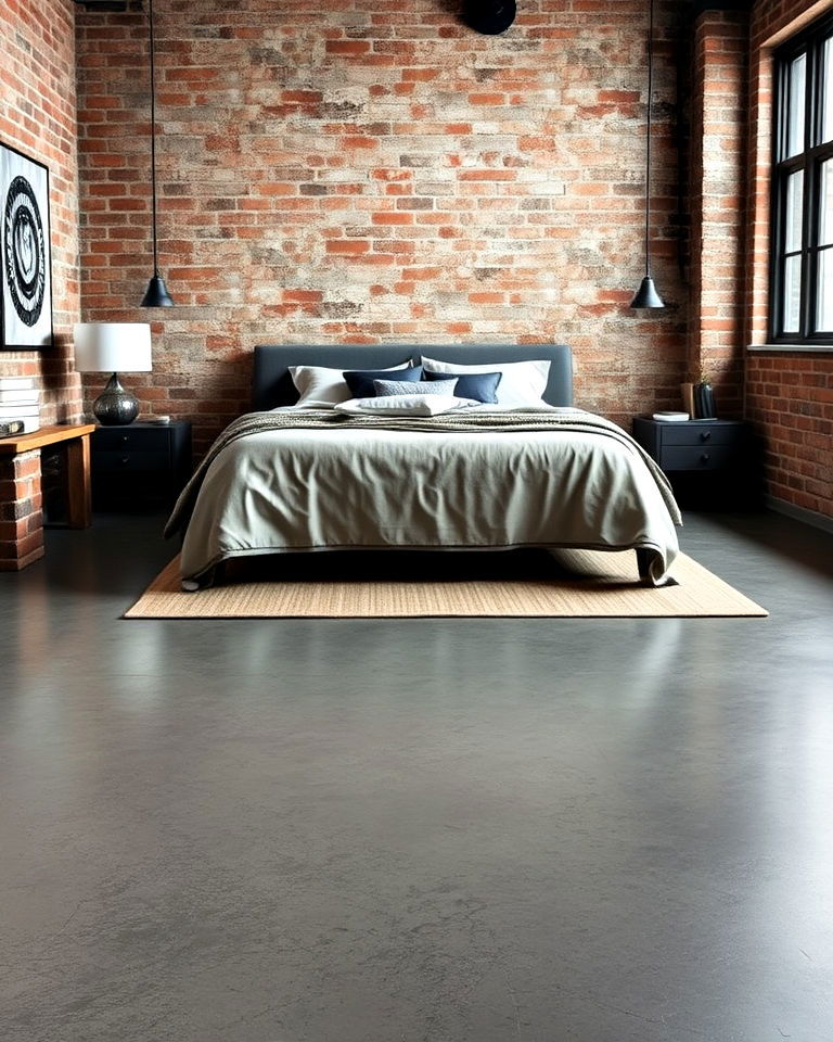 matte finish concrete floor - 20 Concrete Floor Bedroom Ideas