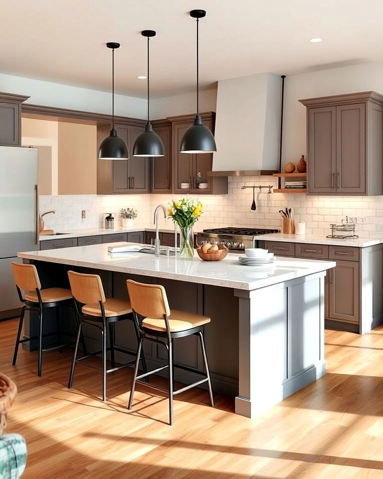 matte finish dome pendants - 20 Kitchen Island Lighting Ideas