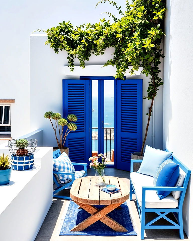 mediterranean blue and white color palette - 20 Mediterranean Balcony Ideas