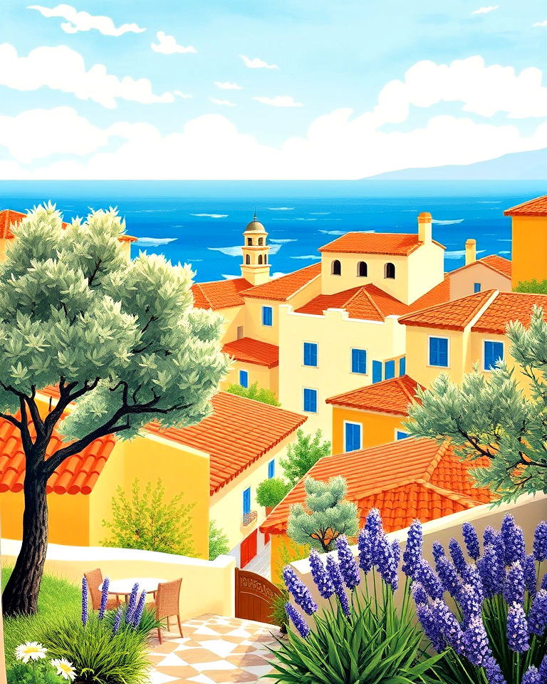 mediterranean charm mural for garden - 30 Garden Mural Ideas
