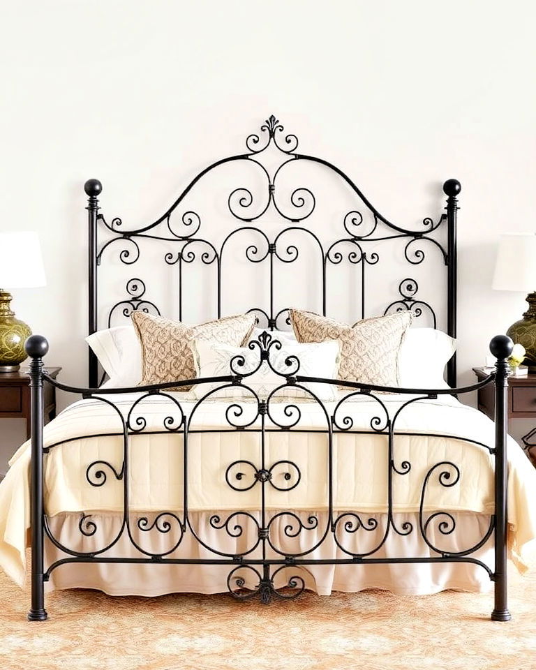 mediterranean design wrought iron bed frame - 20 Mediterranean Bedroom Ideas