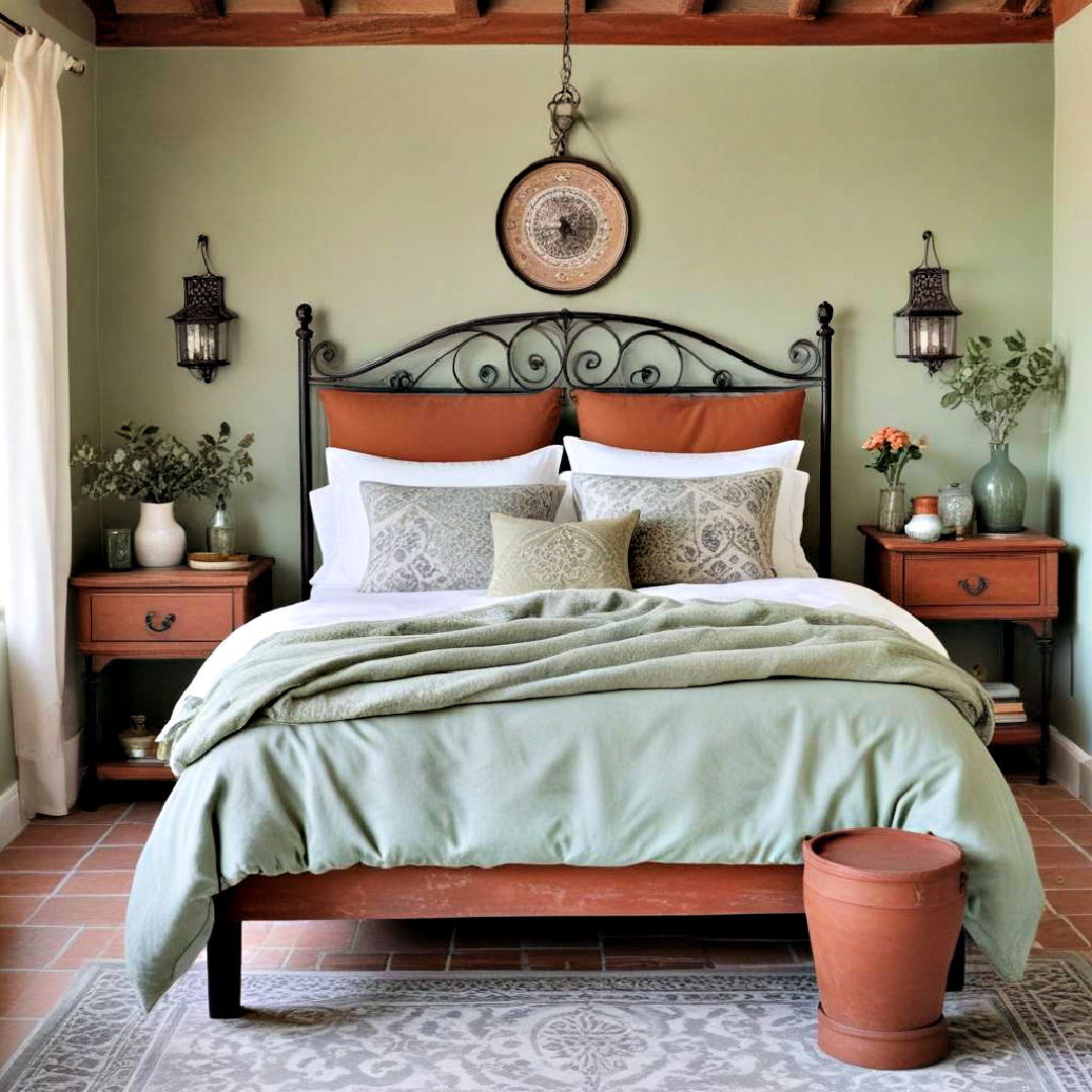 mediterranean escape bedroom - 25 Sage Green and Grey Bedroom Ideas
