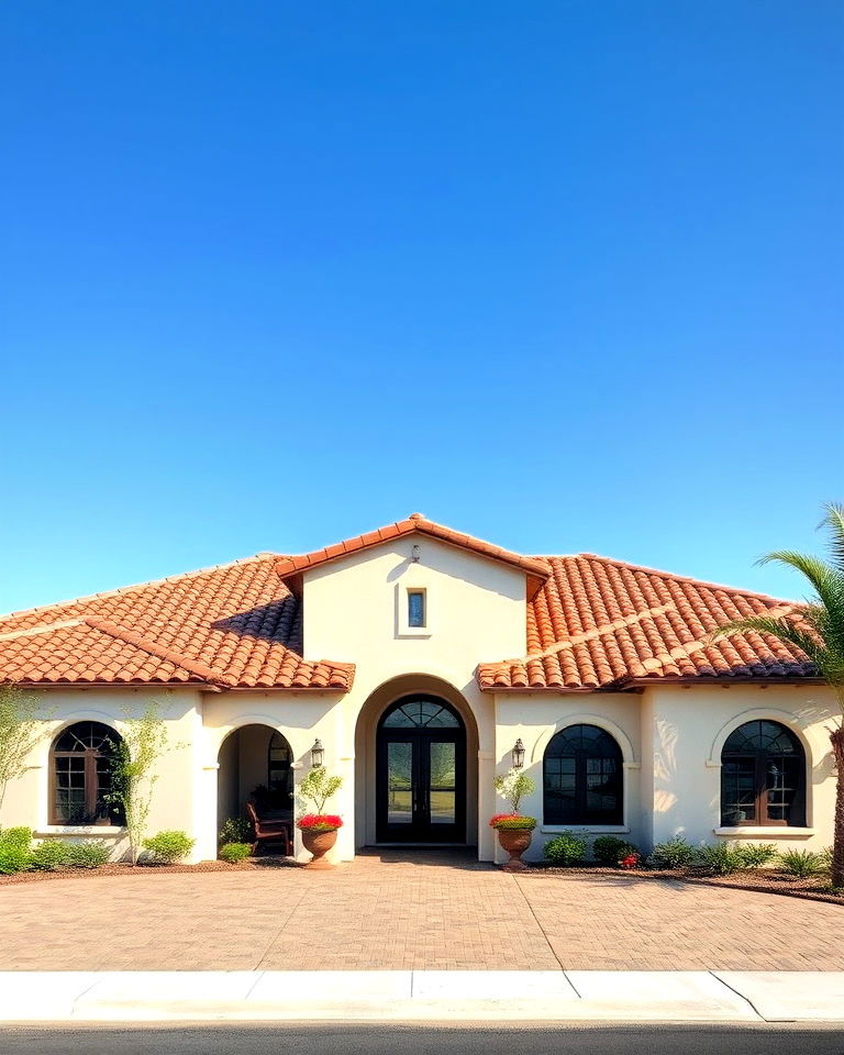mediterranean flair low pitched roofs - 40 Spanish Style Home Exterior Ideas