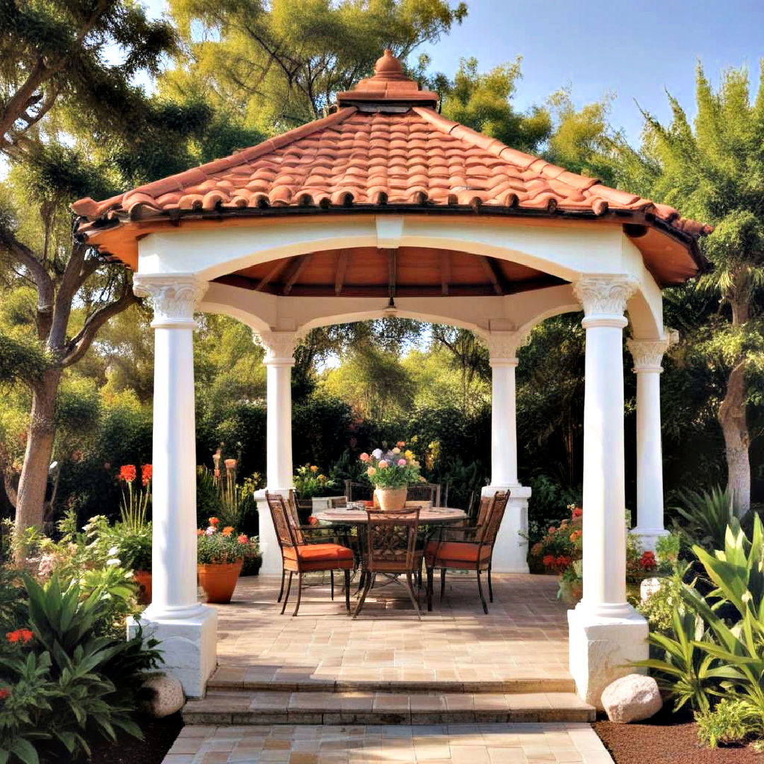 mediterranean gazebo for leisurely afternoons - 40 Gazebo Design Ideas