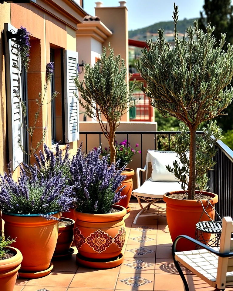 mediterranean style balcony garden - 40 Balcony Garden Ideas