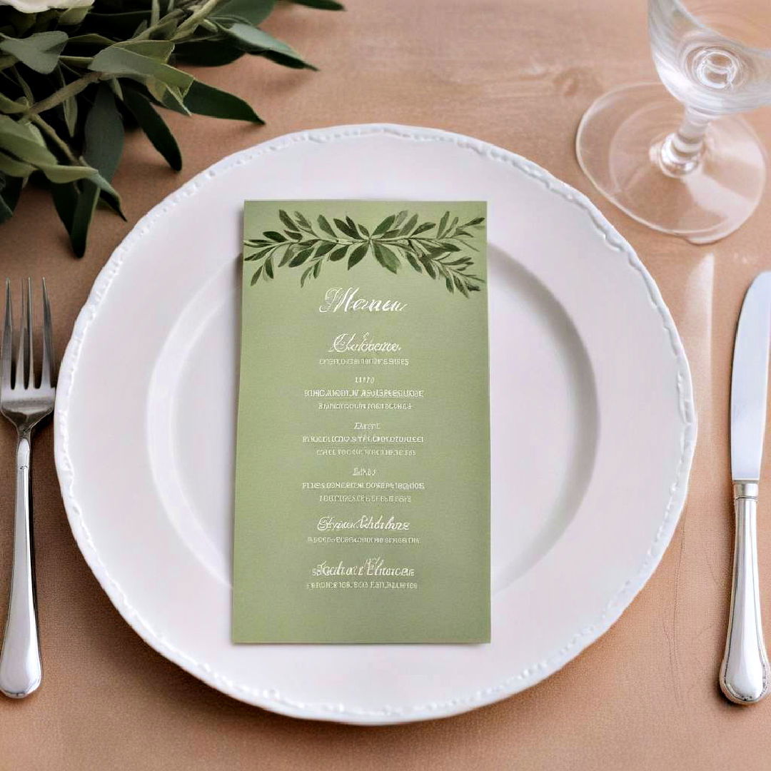 menu card for sage green wedding - 30 Sage Green Wedding Ideas