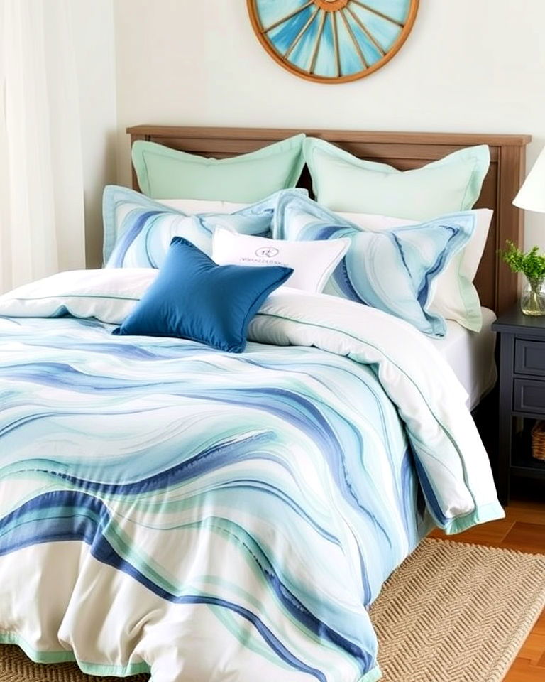 mermaid room with ocean wave bedding - 20 Mermaid Room Ideas
